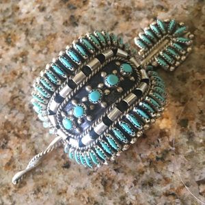 Sterling Navajo Turquoise Stick Hair Clip